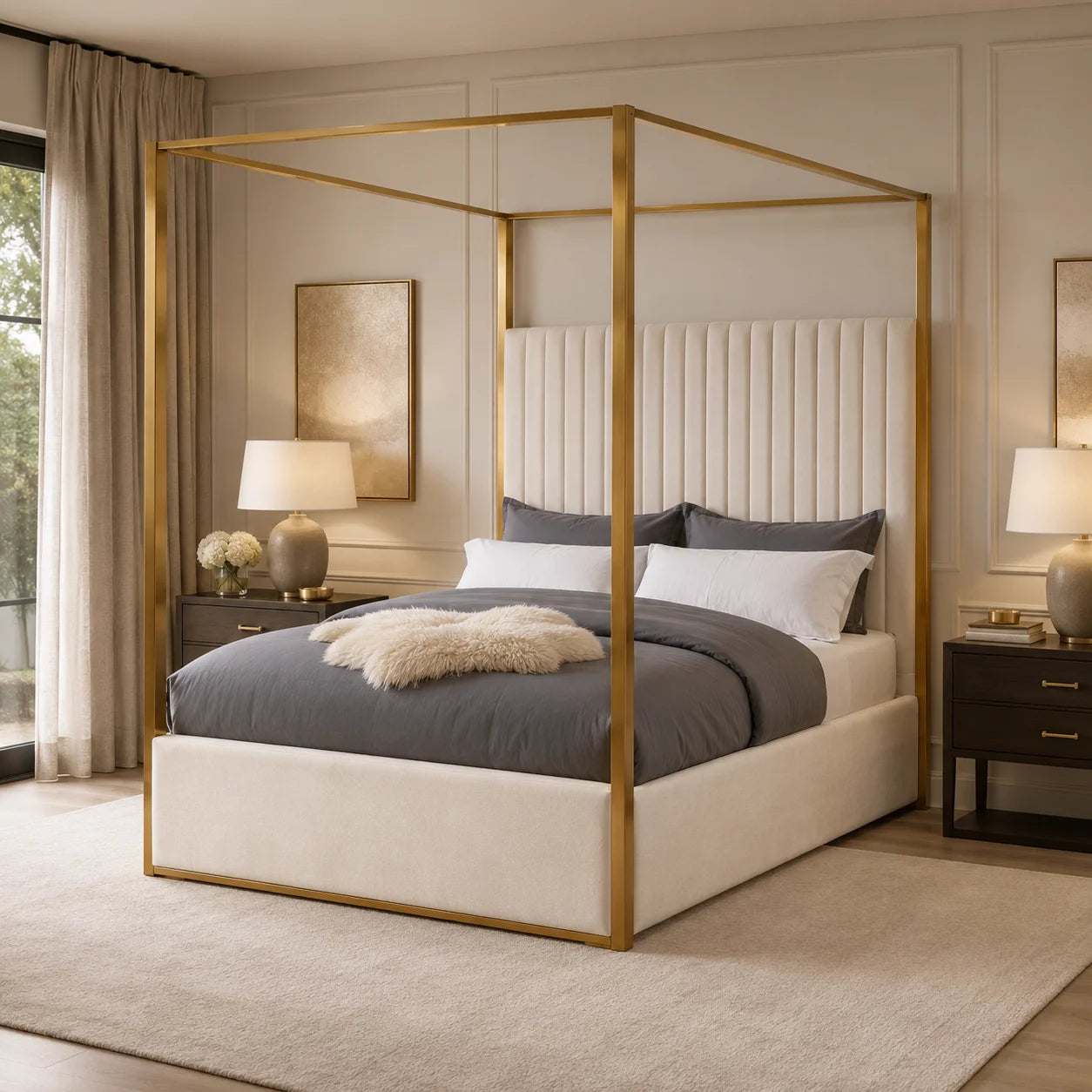 Jones Cream King Canopy Bed