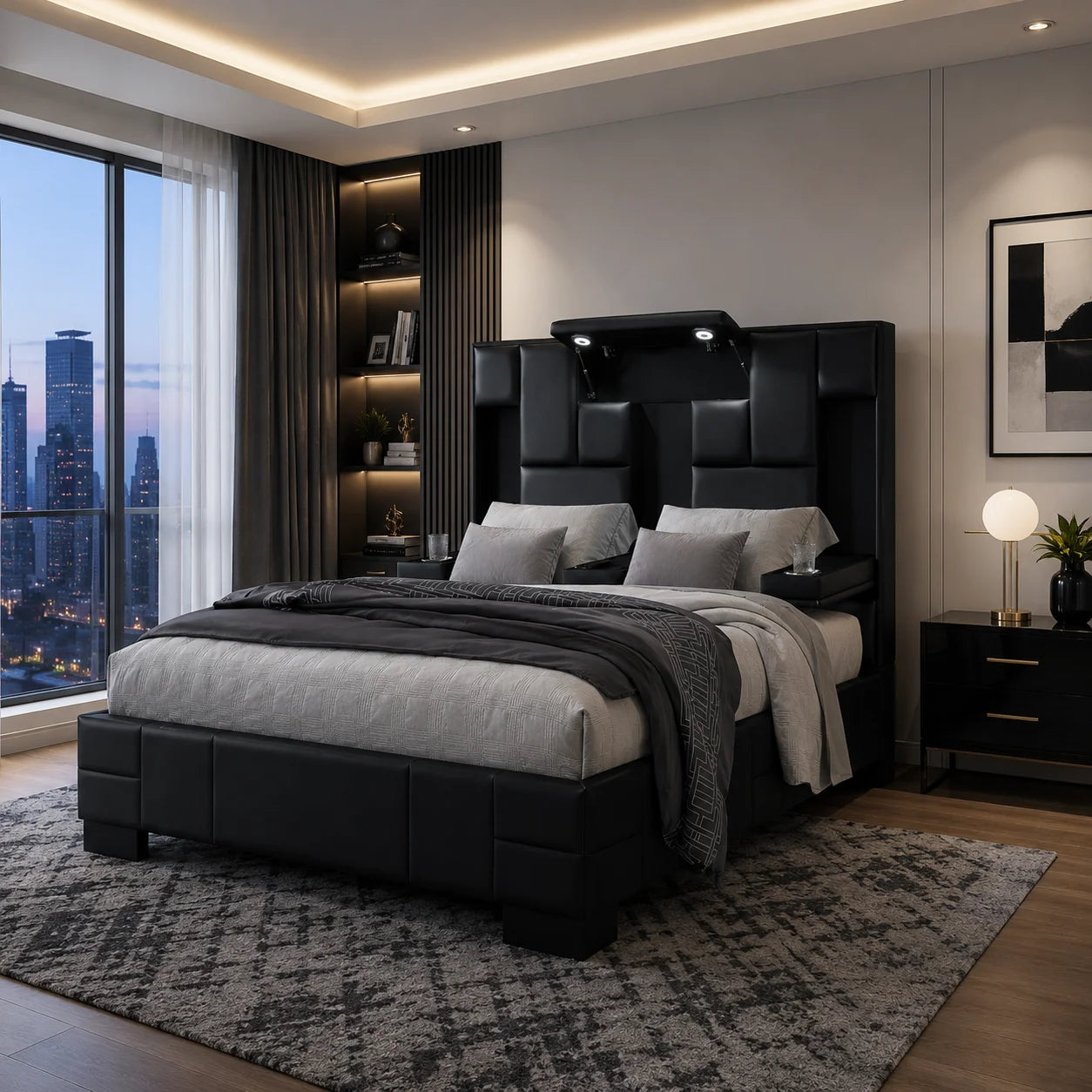 Cama Oscar Black Queen Bed