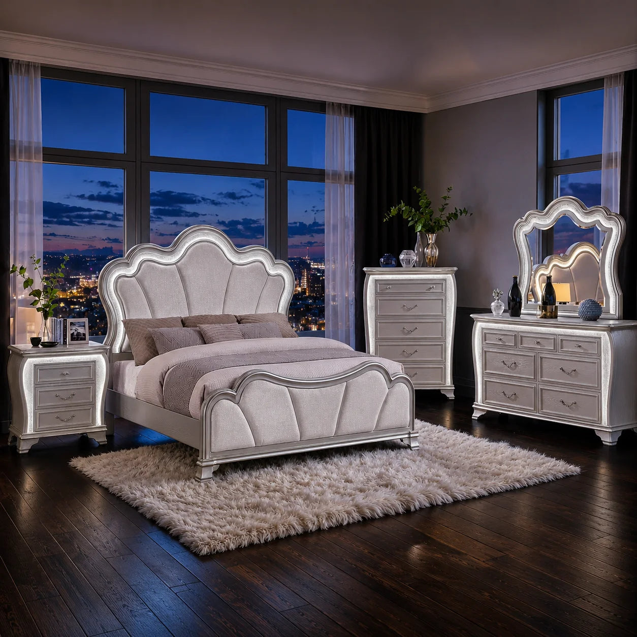 Aria Silver King Bedroom Set