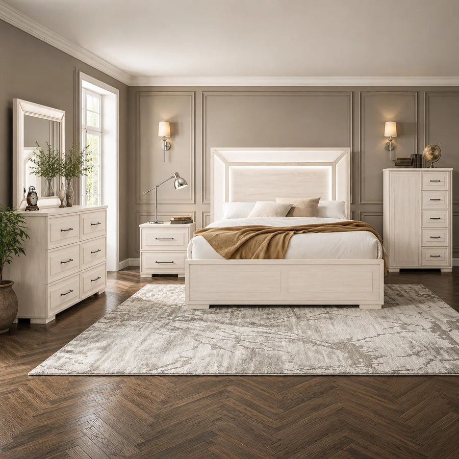 Clear Beige Queen Bedroom Set