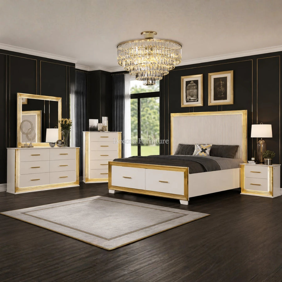 Obsession White & Gold Bedroom Set