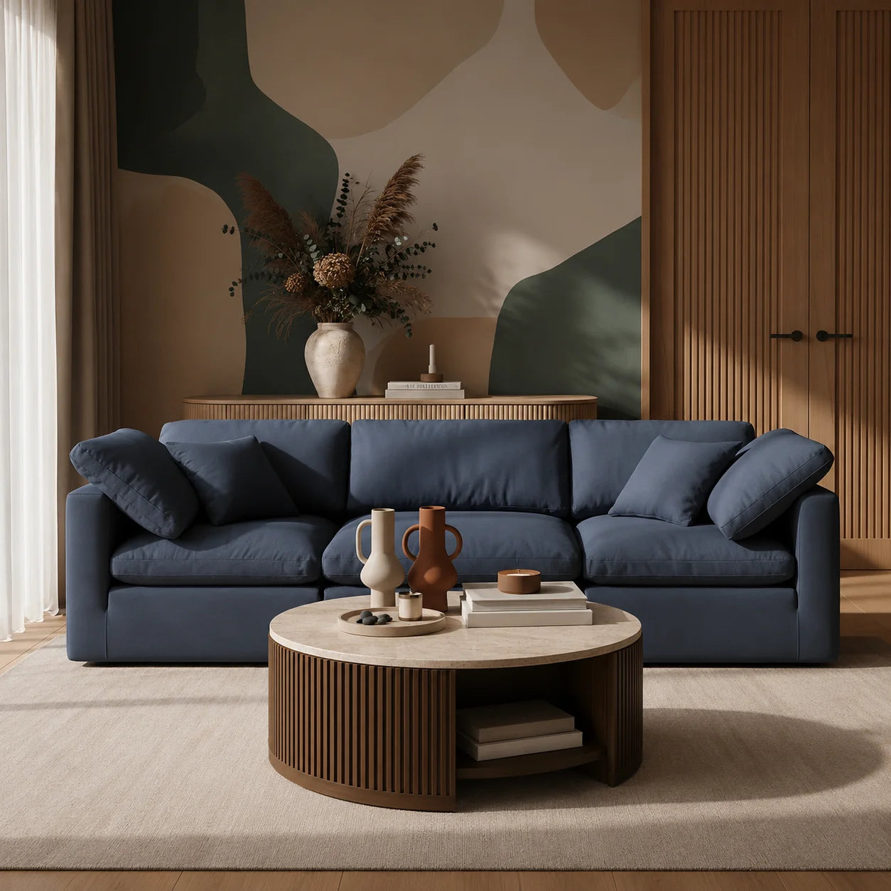 Brown Walnut Wood Coffee Table