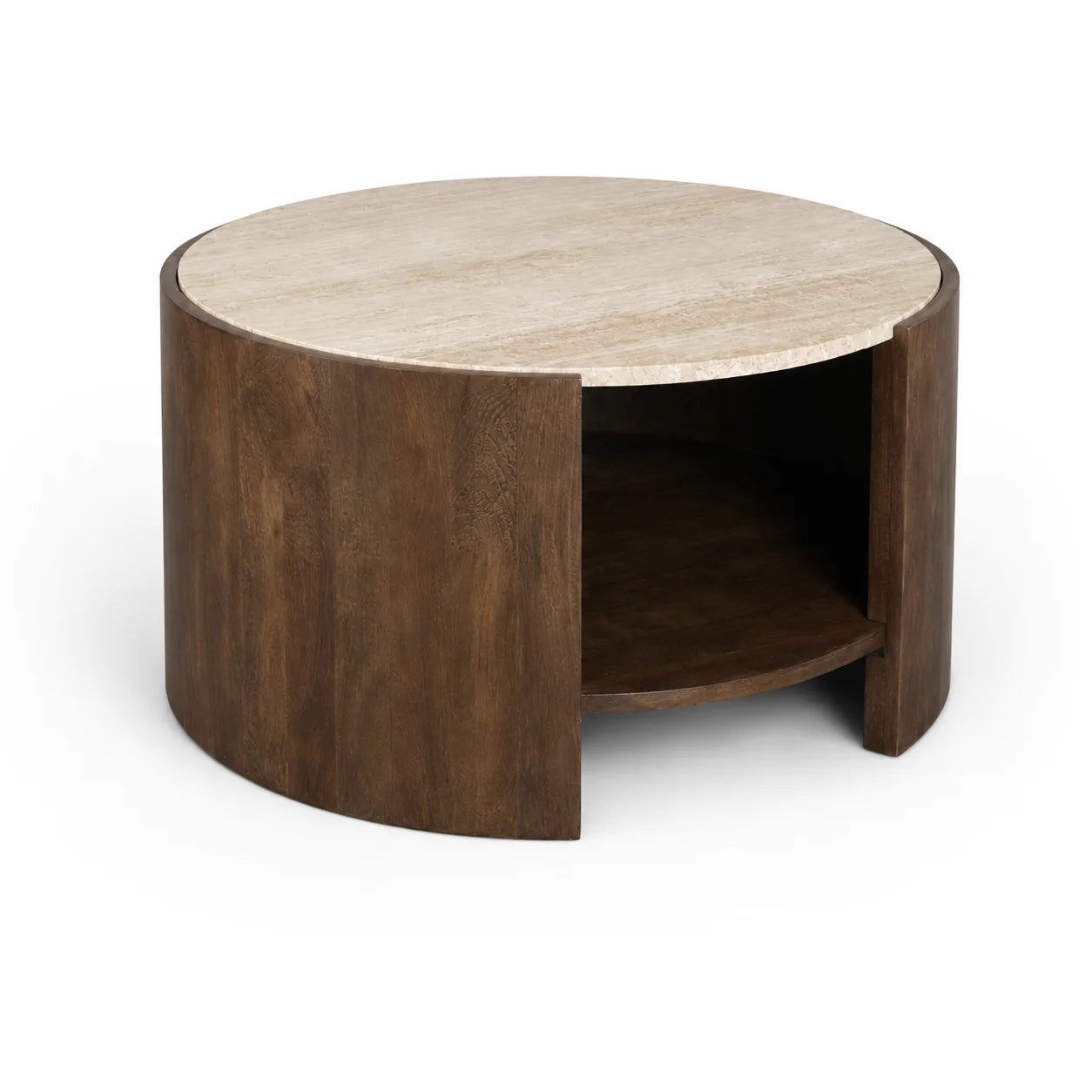 Mesa de Centro Solstice Travertine & Mango Wood
