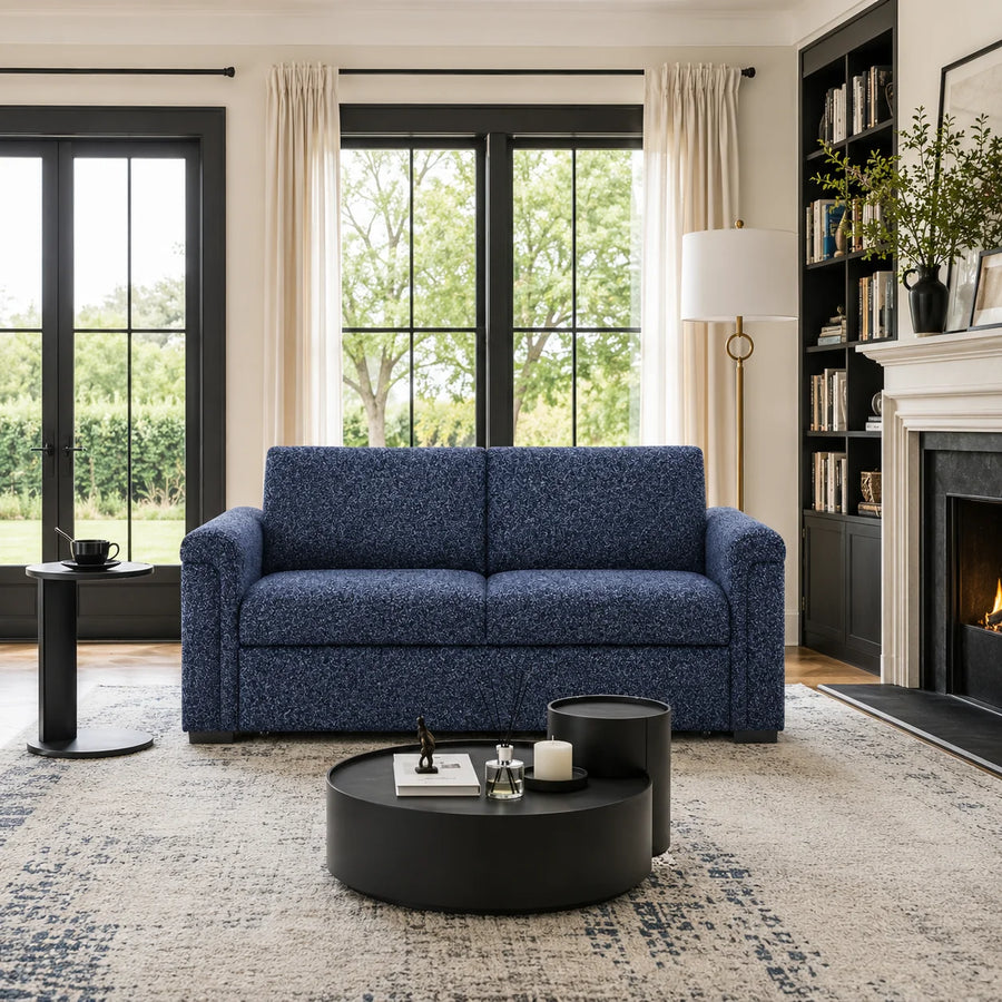 Sofa Bed U0211 Navy with LED Shelves and Speakers