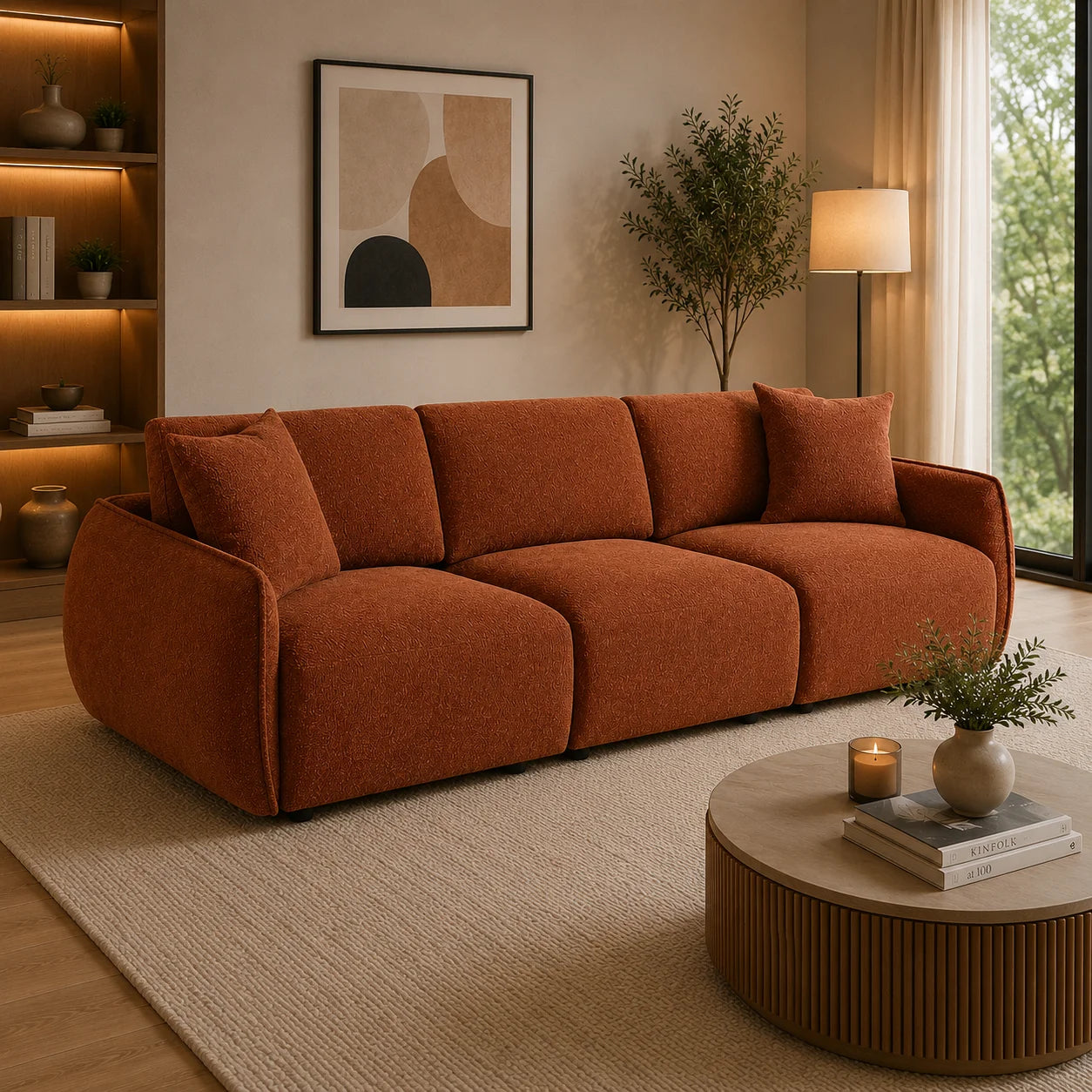 Elysia Chenille Coral Modular Sofa