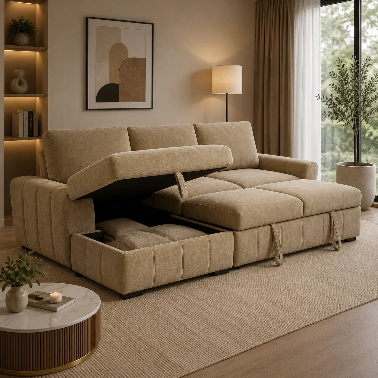 Sectional Sofa Bed Pastrana Camel