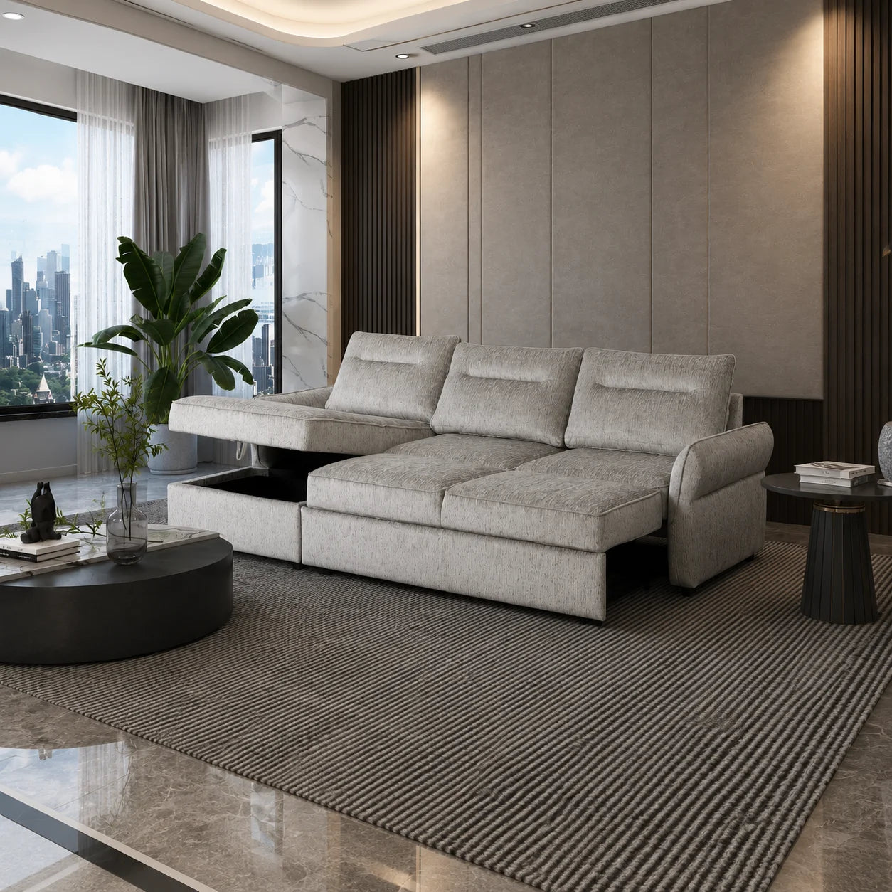 Sectional Sofa Bed U0301 Grey