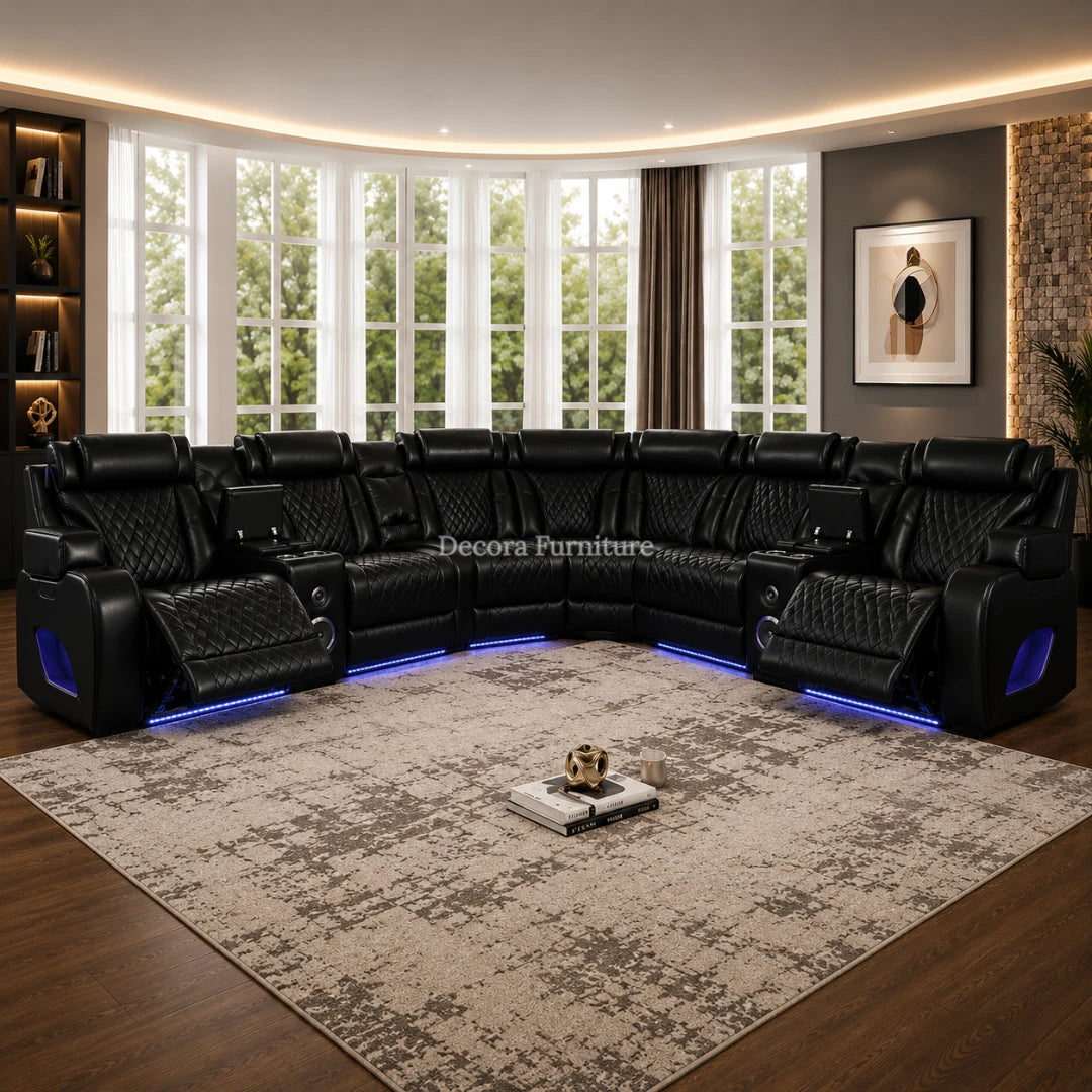 Fortuner Black Reclining Sectional Sofa
