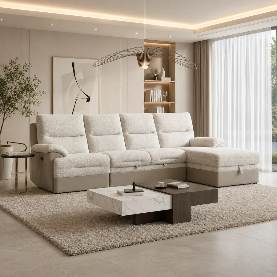 Sectional Sofa U3822 Grey / Ice with Removable Bed and USB